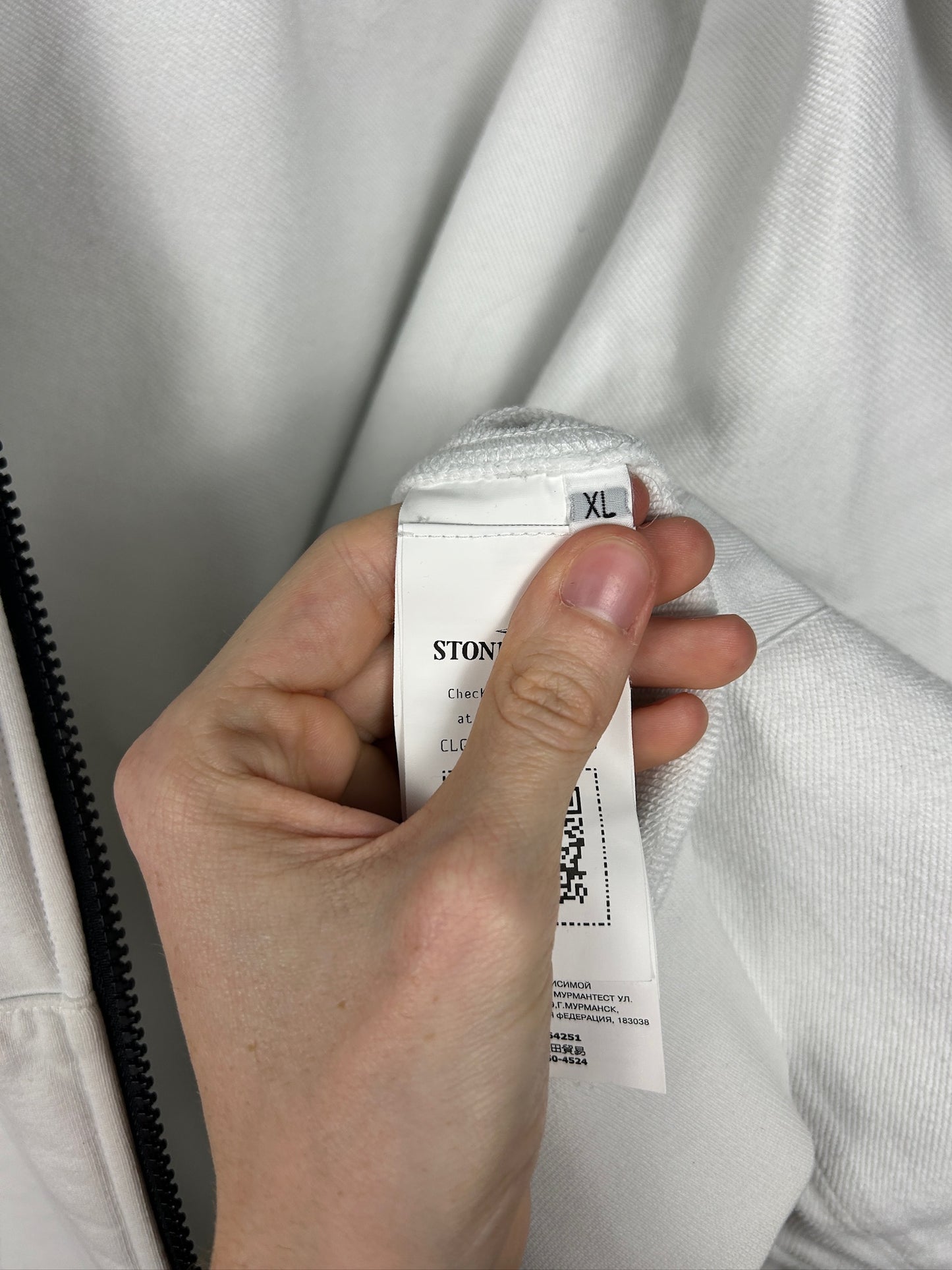 Felpa bianca con zip e cappuccio Stone Island - Taglia XL