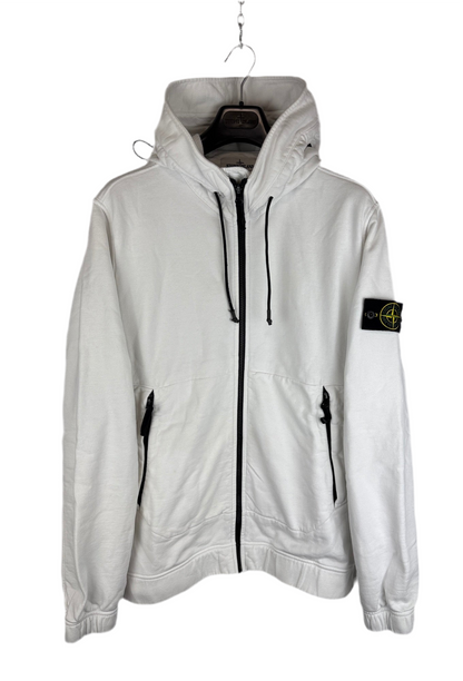 Felpa bianca con zip e cappuccio Stone Island - Taglia XL