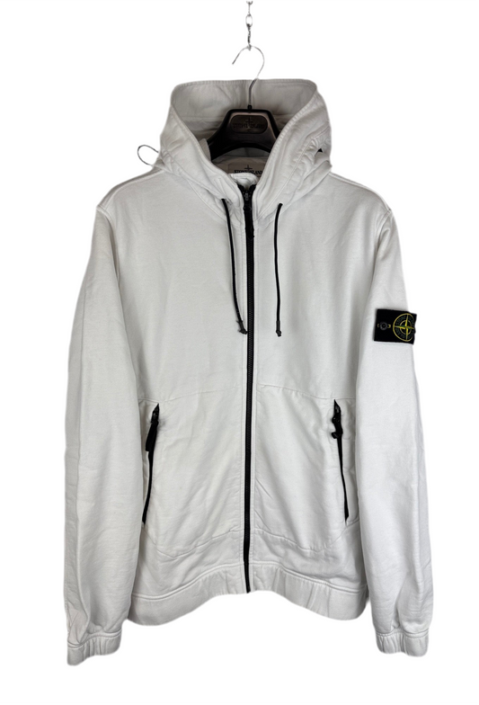 Felpa bianca con zip e cappuccio Stone Island - Taglia XL