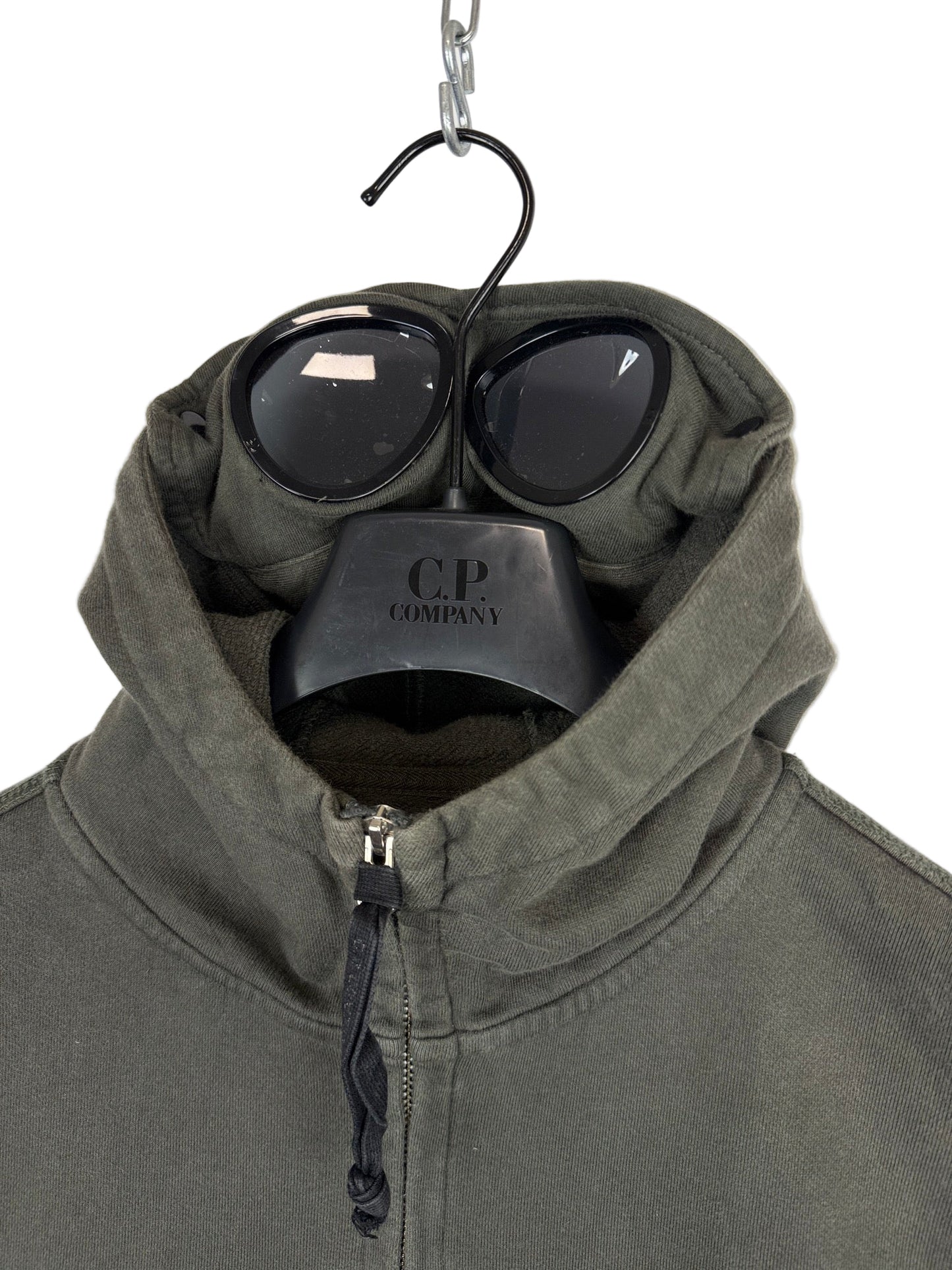 Felpa Goggle grigia con zip e cappuccio C.P. Company - Taglia M