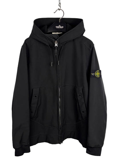 Giacca Soft Shell-R nero con zip e cappuccio Stone Island - Taglia XL