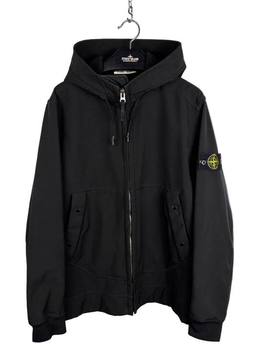 Giacca Soft Shell-R nero con zip e cappuccio Stone Island - Taglia XL