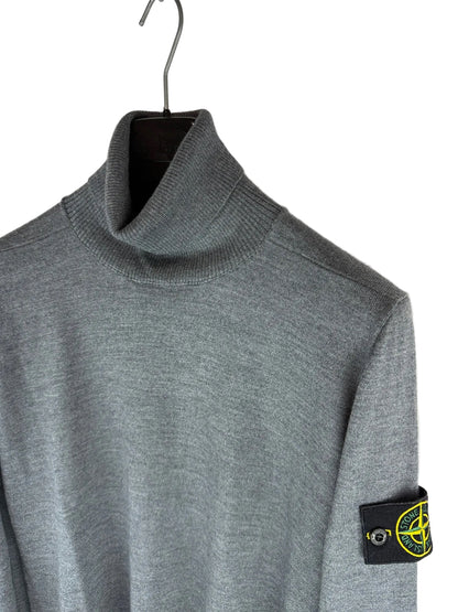 Maglione dolcevita grigio in 100% lana Stone Island - Taglia M