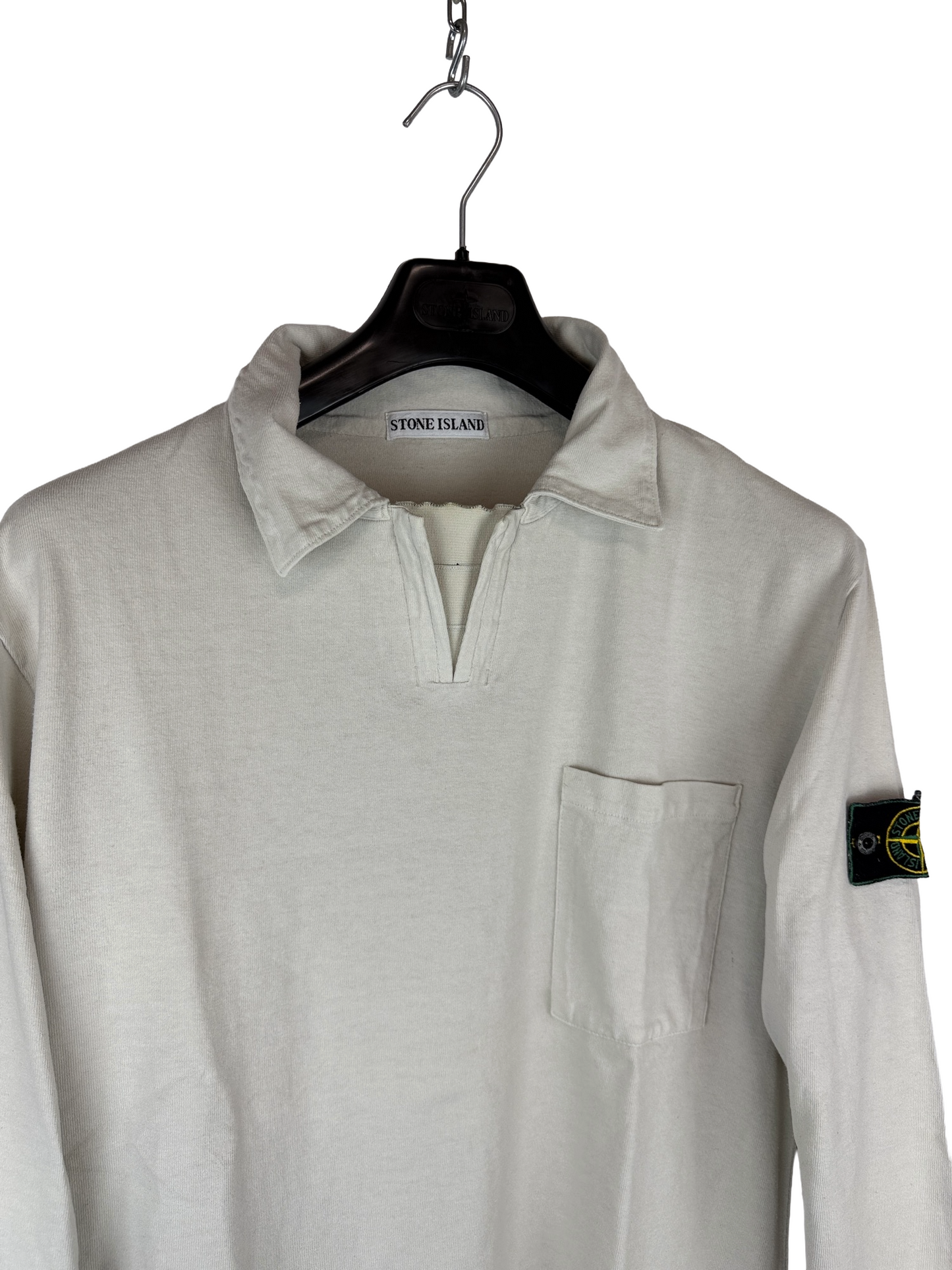 Polo bianco panna Vintage a maniche lunghe Stone Island - Taglia L