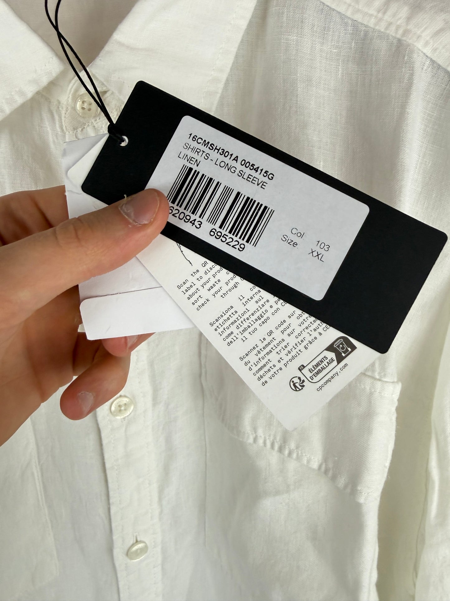 Camicia bianca a maniche lunghe C.P. Company (nuova con cartellino) - Taglia XXL