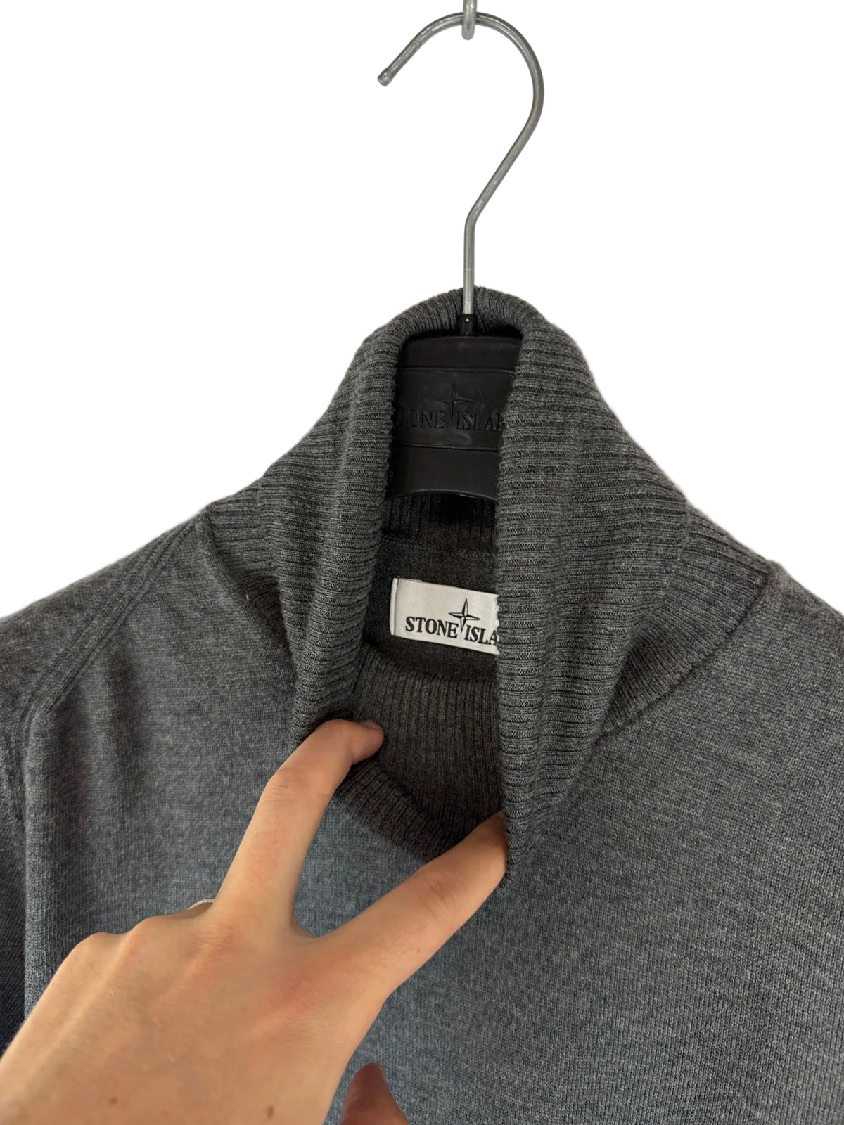 Maglione dolcevita grigio in 100% lana Stone Island - Taglia M