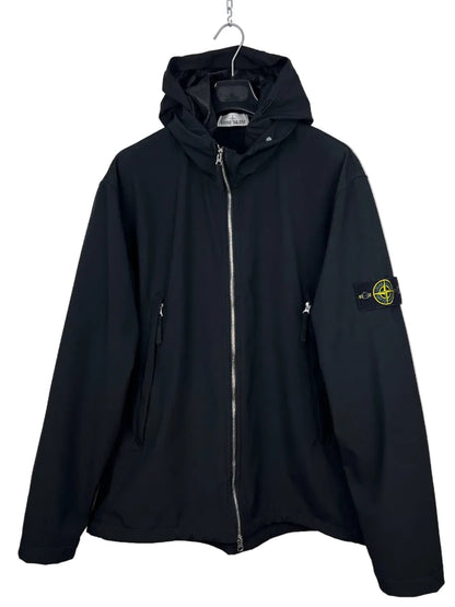 Giacca Light Soft Shell-R blu con zip e cappuccio Stone Island - Taglia 3XL