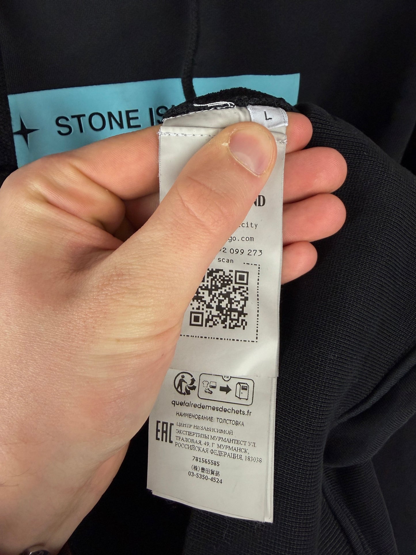 Felpa nera con cappuccio Stone Island - Taglia L