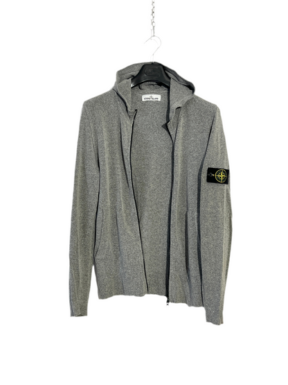 Maglione grigio con zip e cappuccio Stone Island - Taglia M