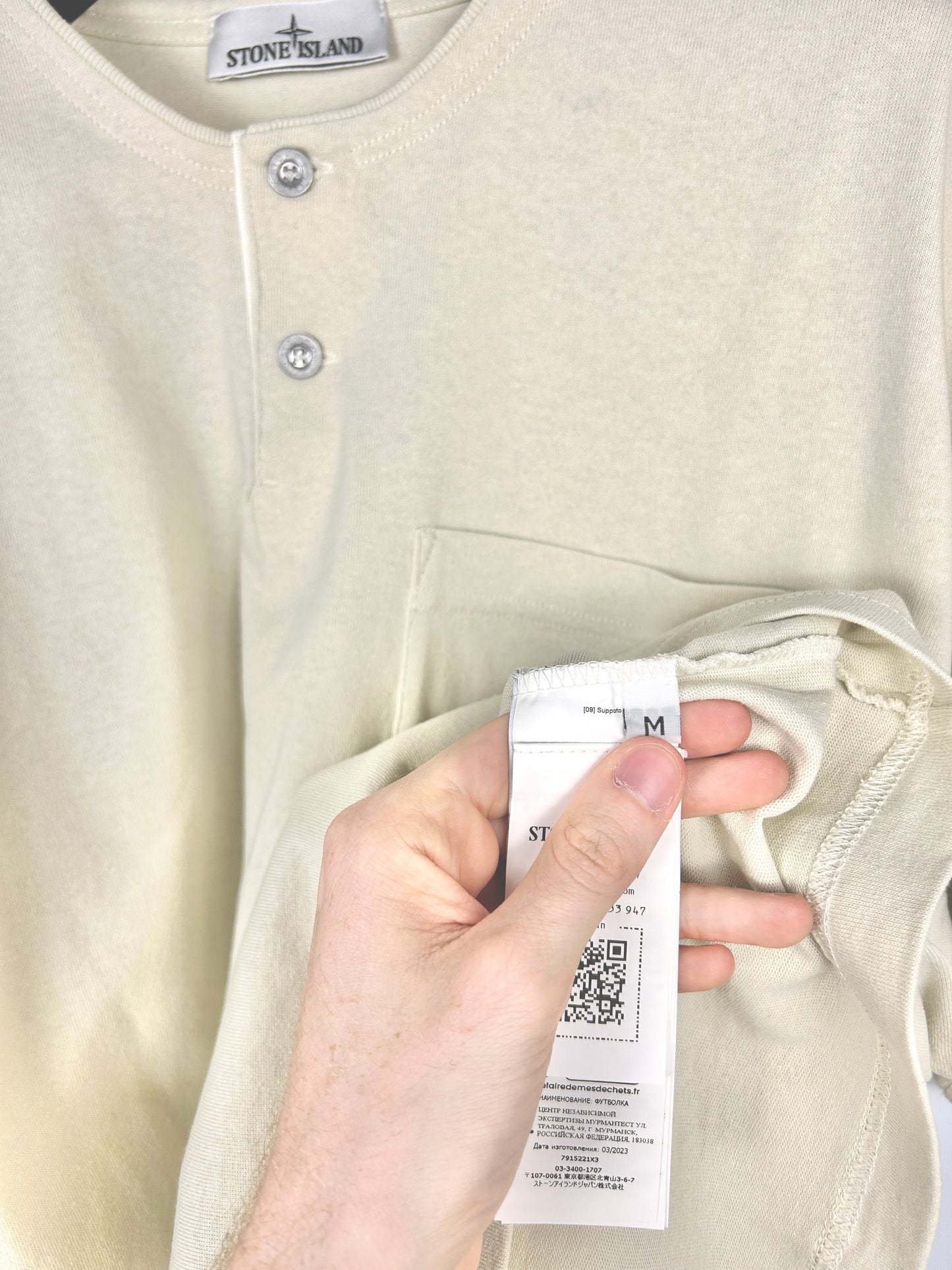 T-shirt bianco panna Stone Island Marina - Taglia M