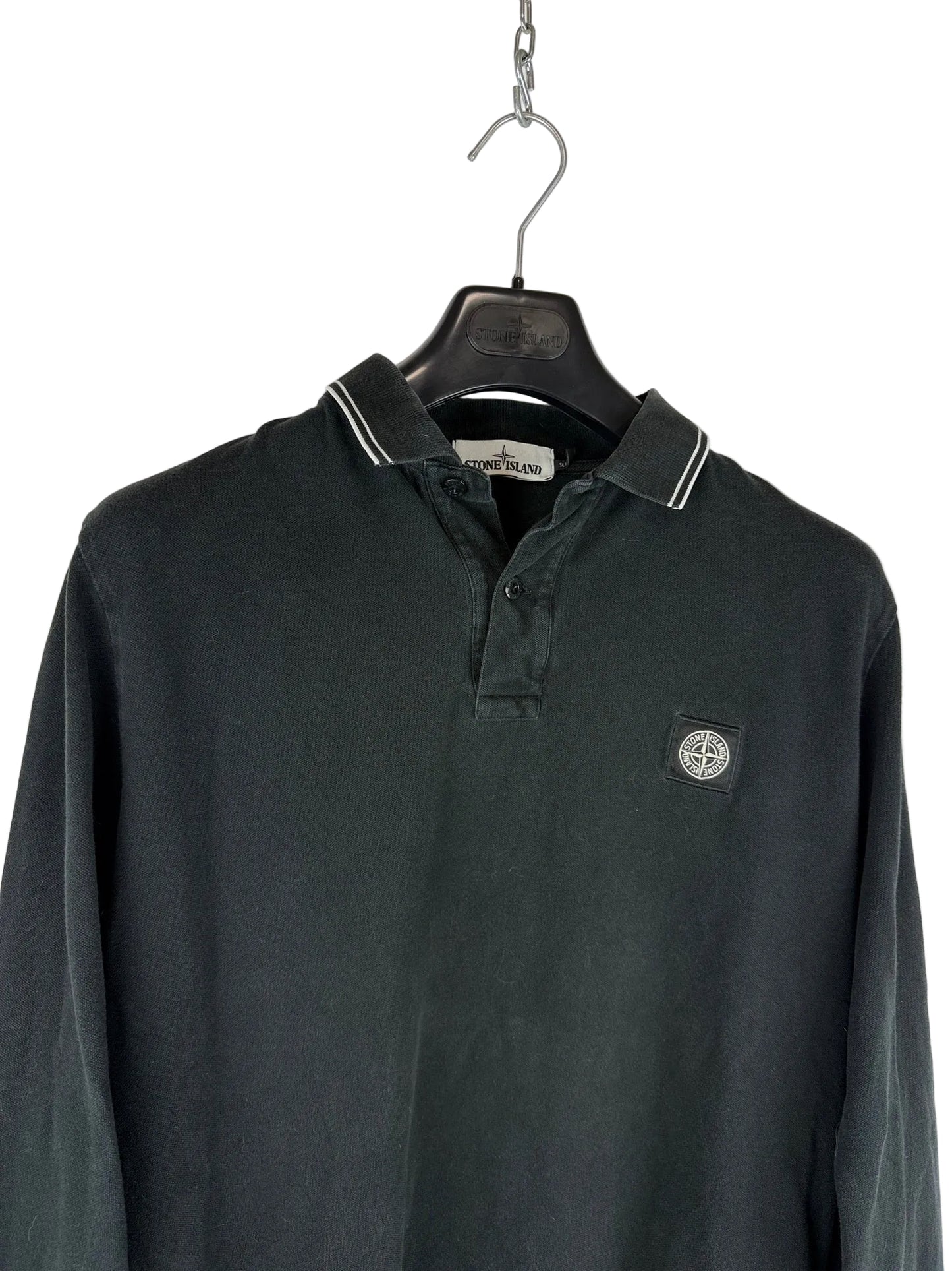 Polo nera a maniche lunghe Stone Island - Taglia XL