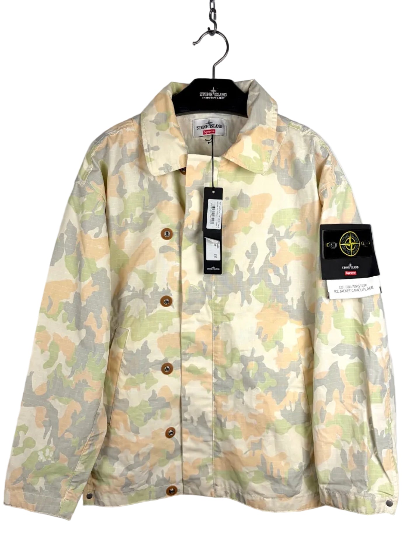 Supreme X Stone Island Camo Cotton Ripstop Reactive Ice Jacket (nuova con cartellino) - Taglia M