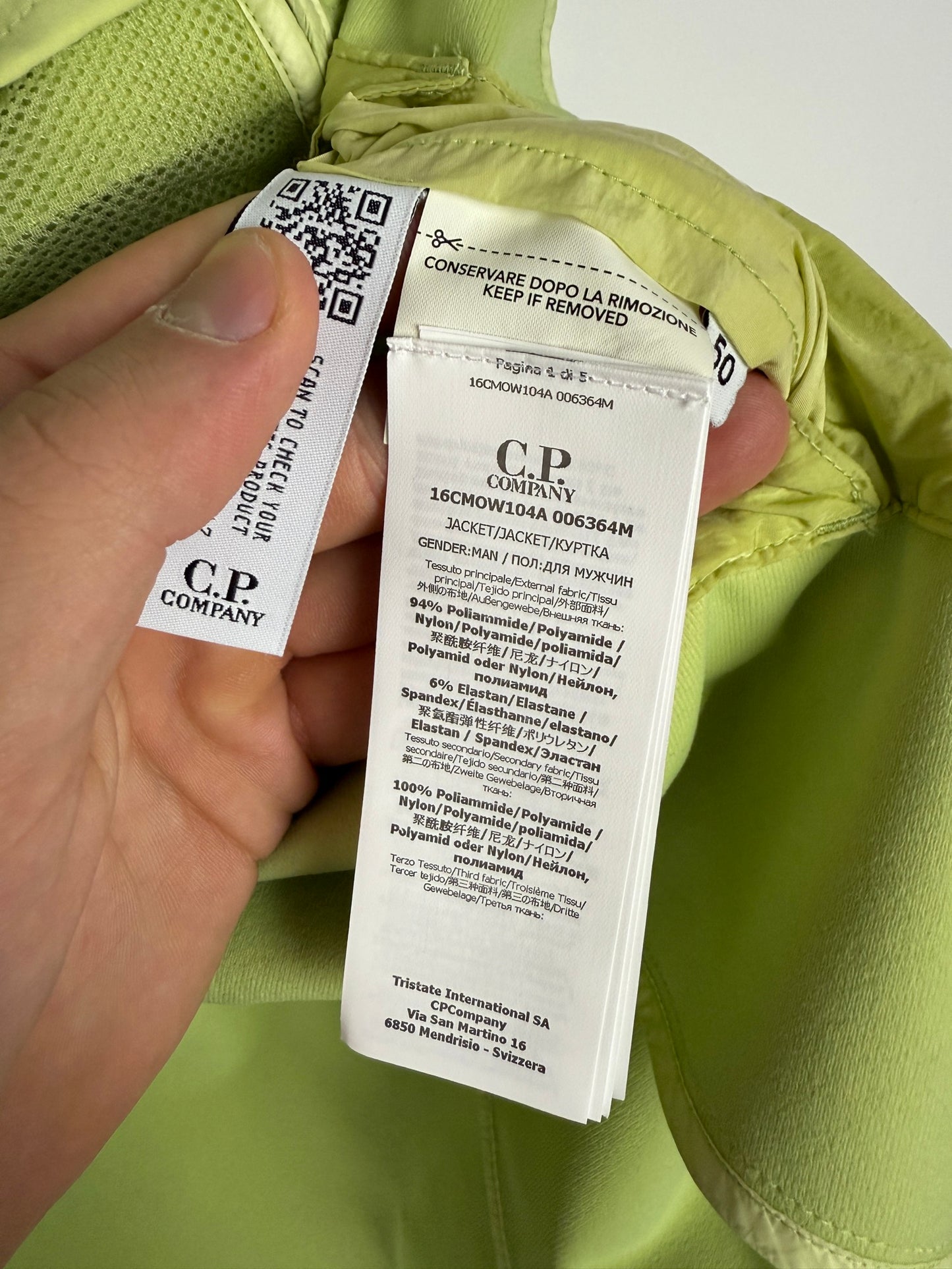 Giacca GD Shell verde lime C.P. Company (nuova con cartellino) - Taglia L