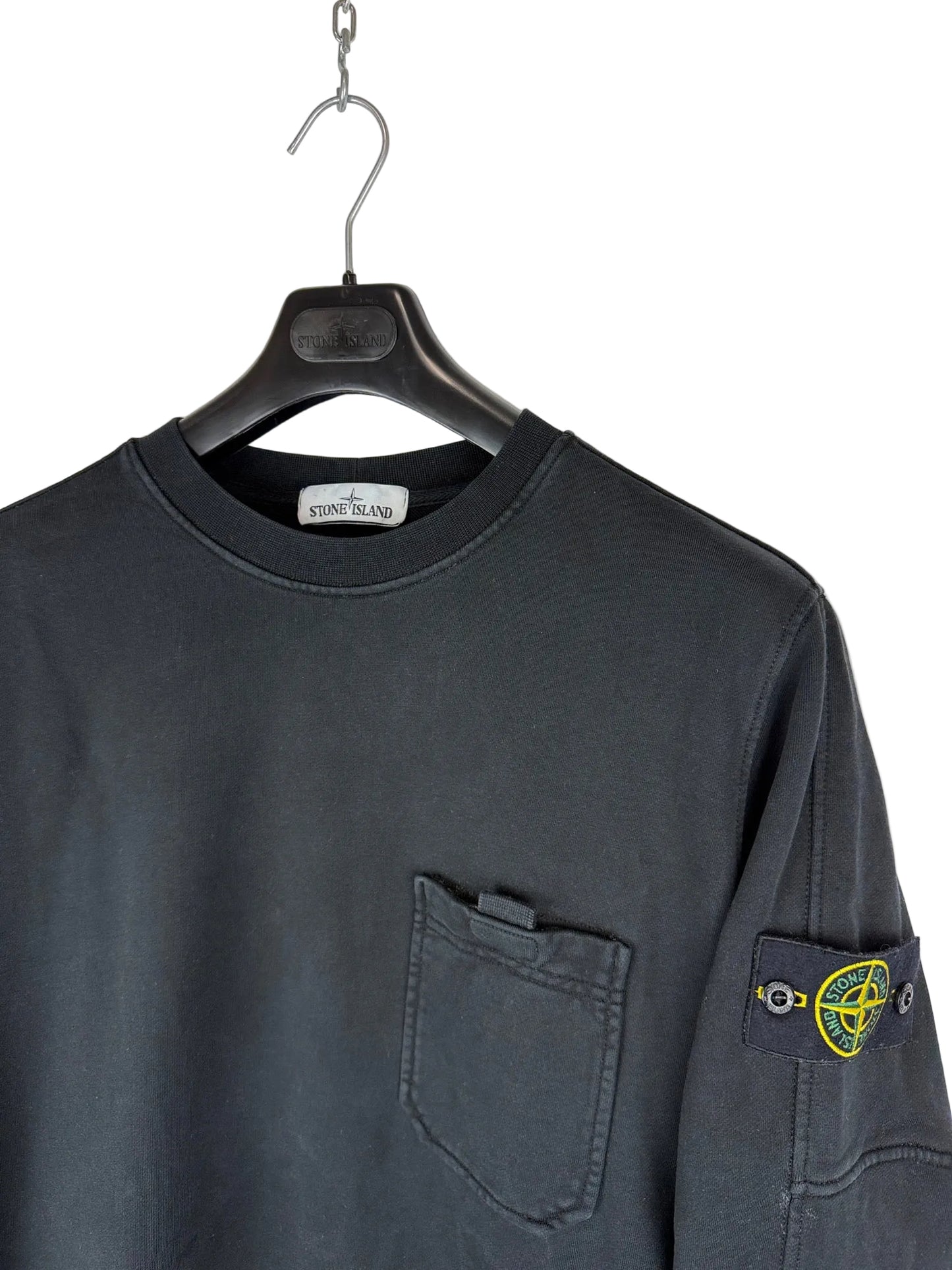 Felpa nera con taschino sul petto Stone Island - Taglia XL