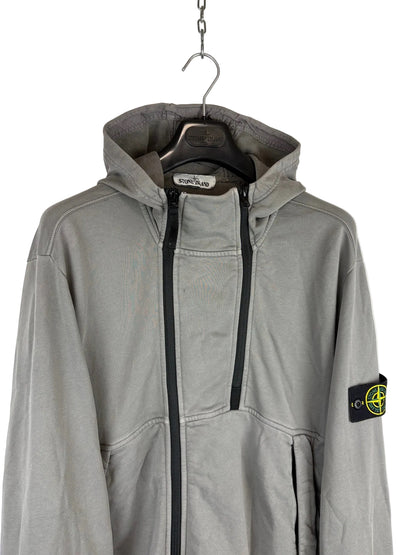 Felpa grigia con doppia zip e cappuccio Stone Island - Taglia XL