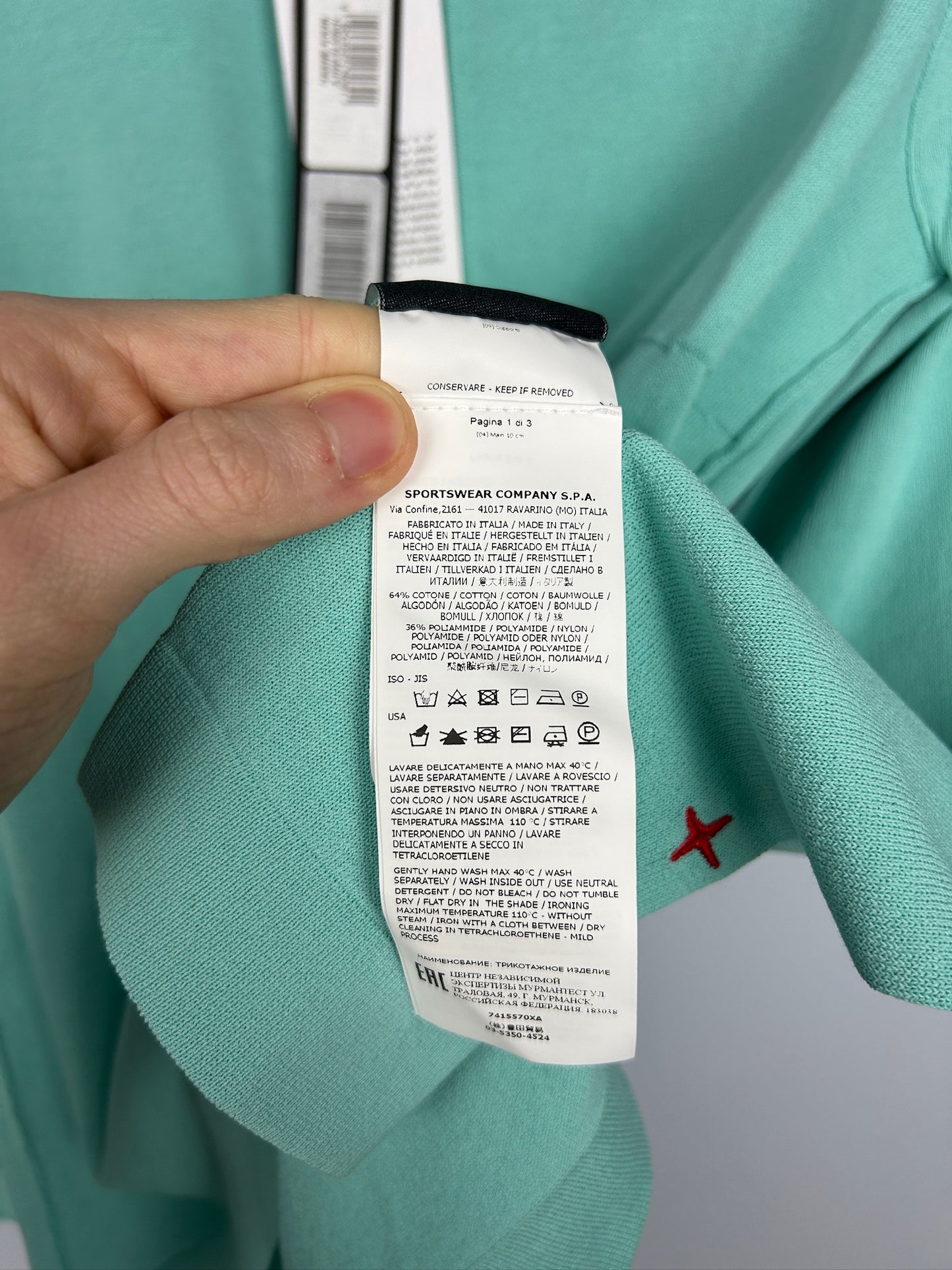 Maglione Marina verde menta Stone Island (nuovo con cartellino) - Taglia M