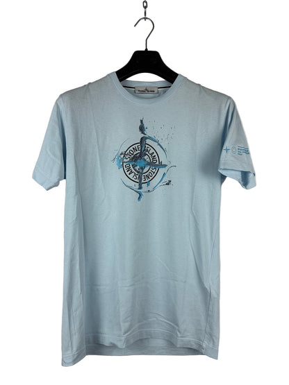 T-shirt azzurra con stampa Stone Island - Taglia M