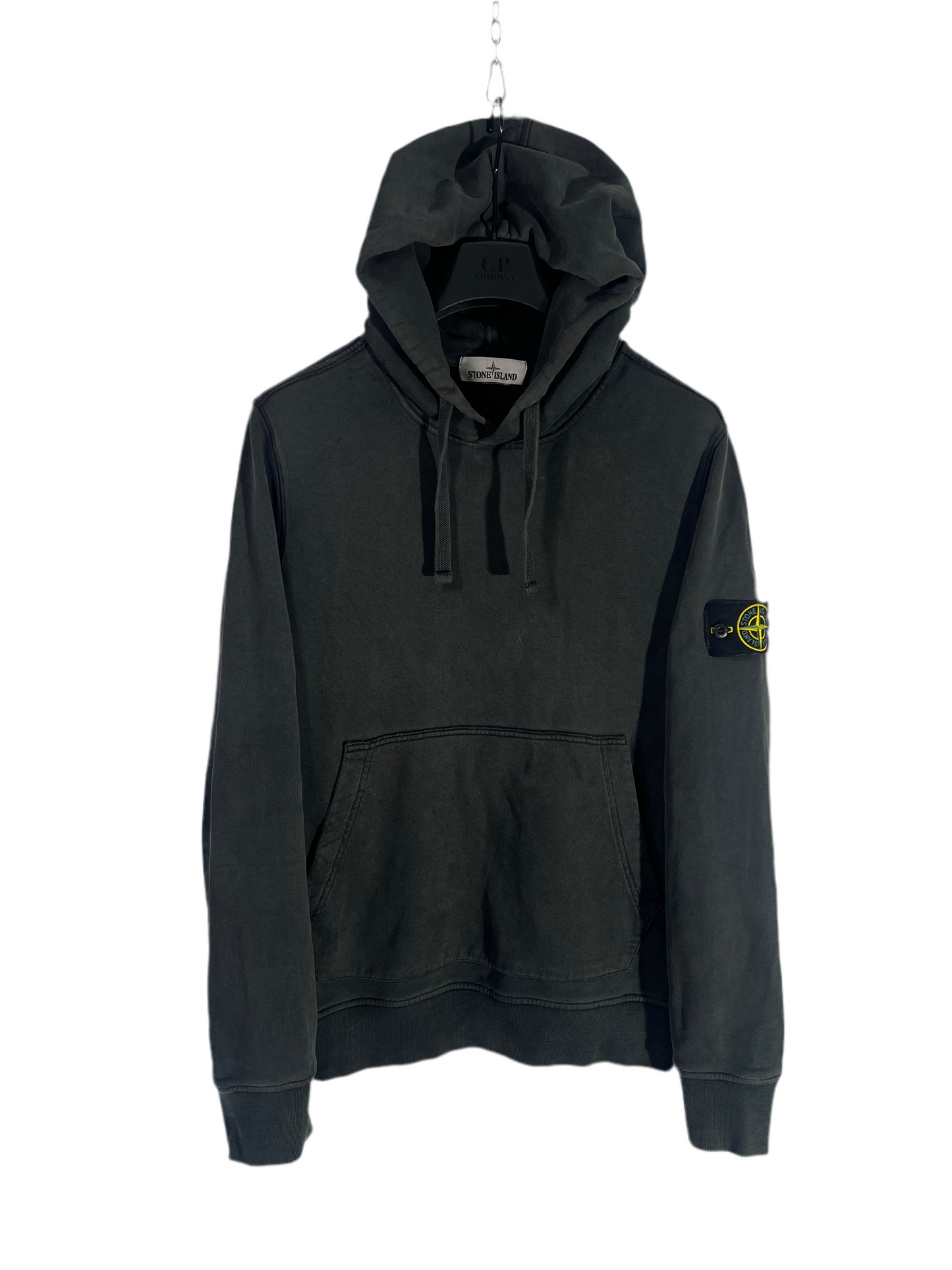 Felpa nera antracite con cappuccio Stone Island - Taglia S