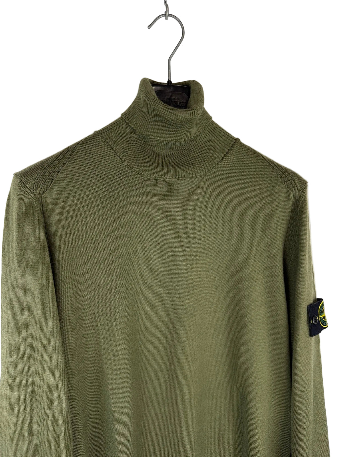 Maglione dolcevita verde in 100% lana Stone Island - Taglia M