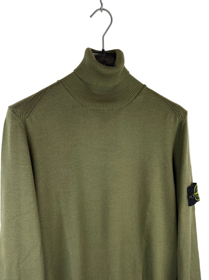 Maglione dolcevita verde in 100% lana Stone Island - Taglia M