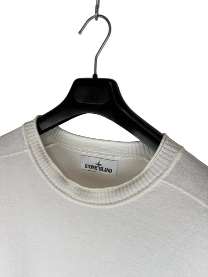 Maglione bianco con strisce sui polsini Stone Island - Taglia XL