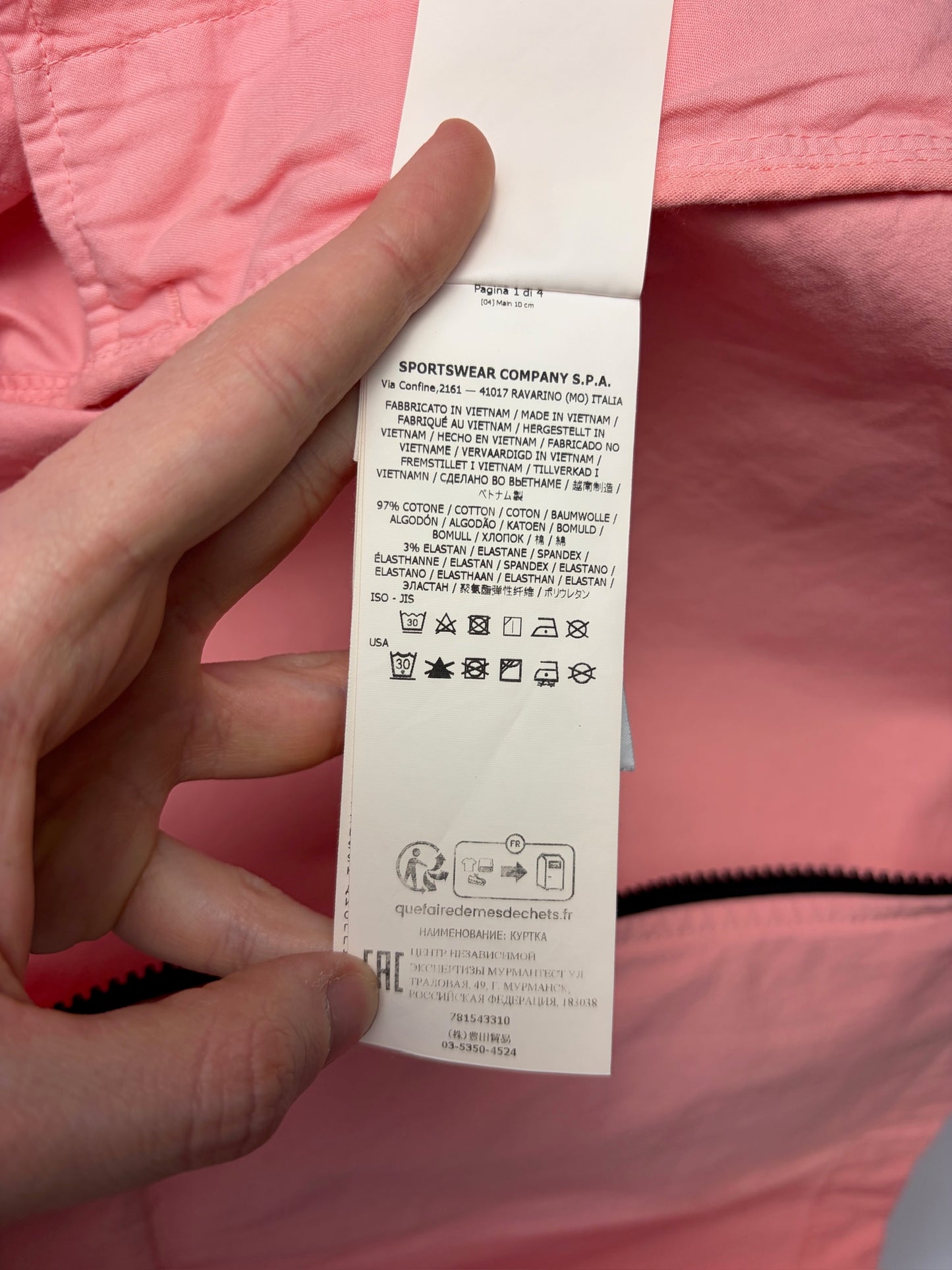 Giacca rosa Supima Cotton Twill Stretch-TC Stone Island (nuova con cartellino) - Taglia L
