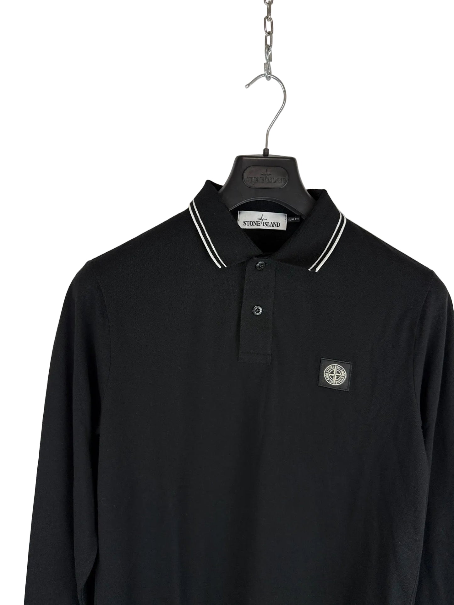 Polo nera a maniche lunghe Stone Island - Taglia L