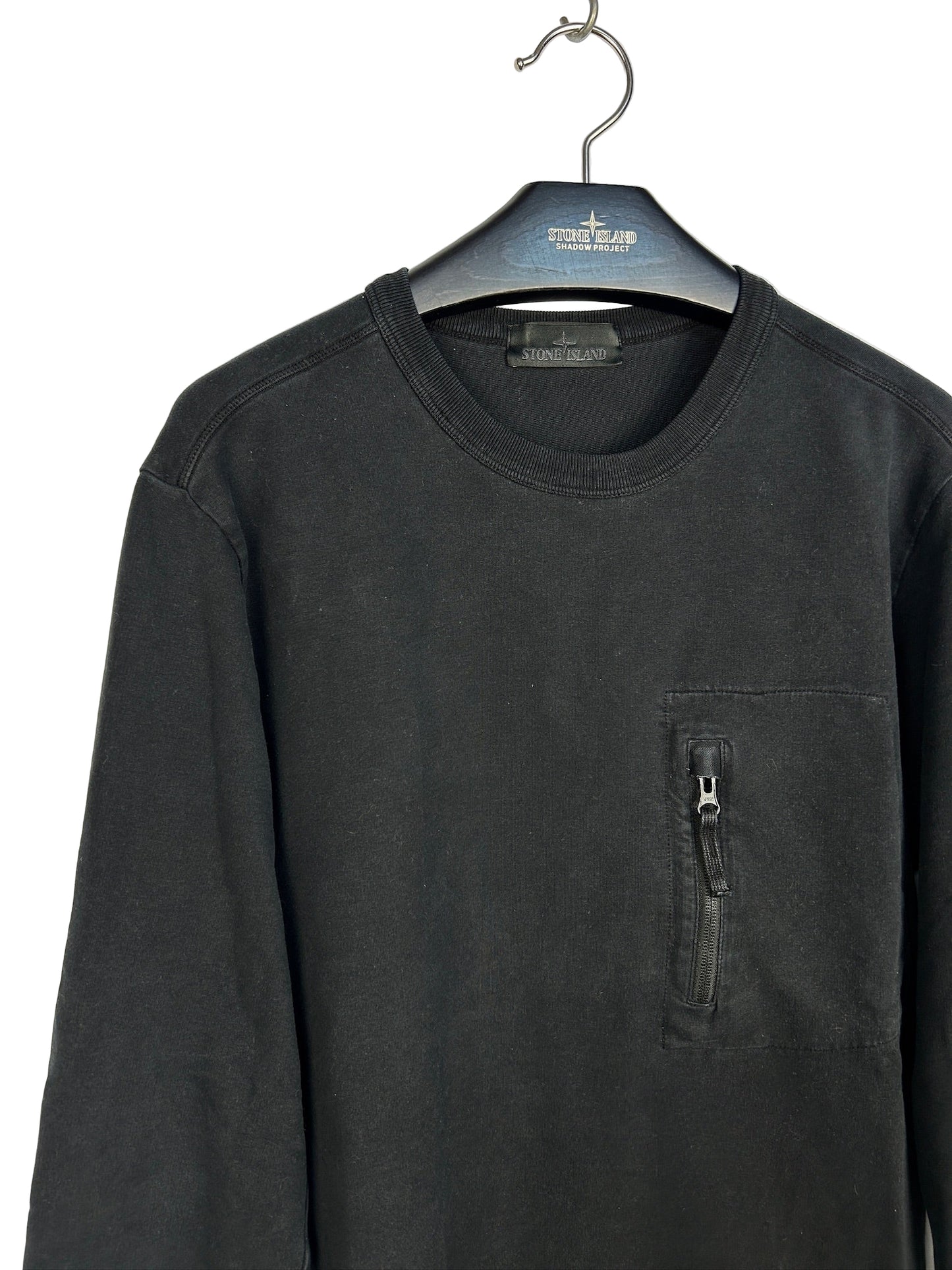 Felpa nera Ghost con taschino Stone Island - Taglia L