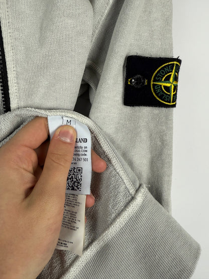 Felpa grigio chiaro con zip e cappuccio Stone Island - Taglia M