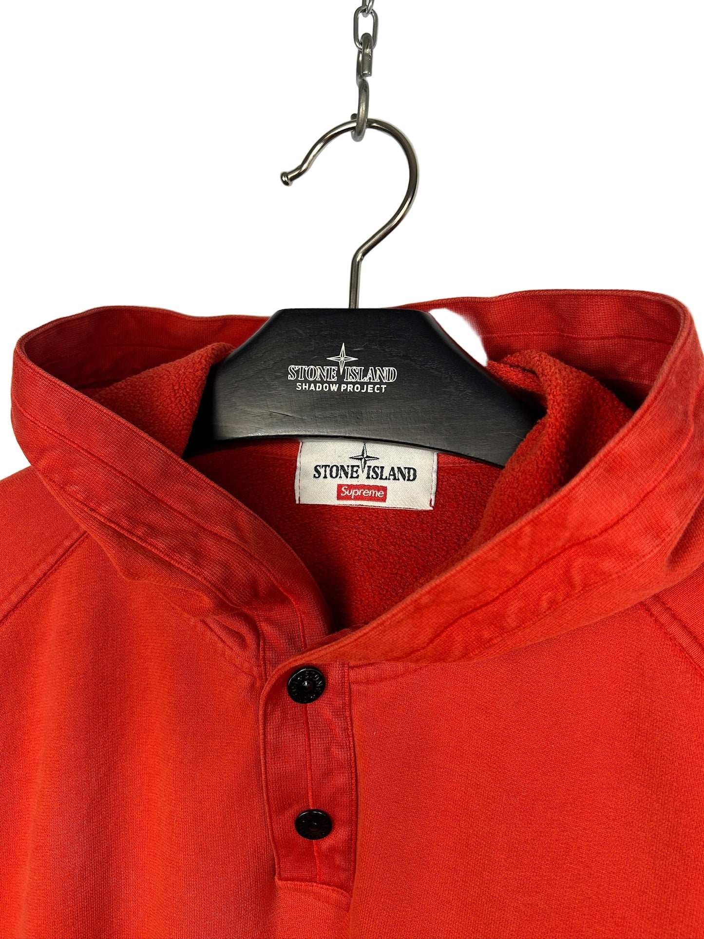 Felpa rossa con cappuccio Stone Island x Supreme - Taglia L