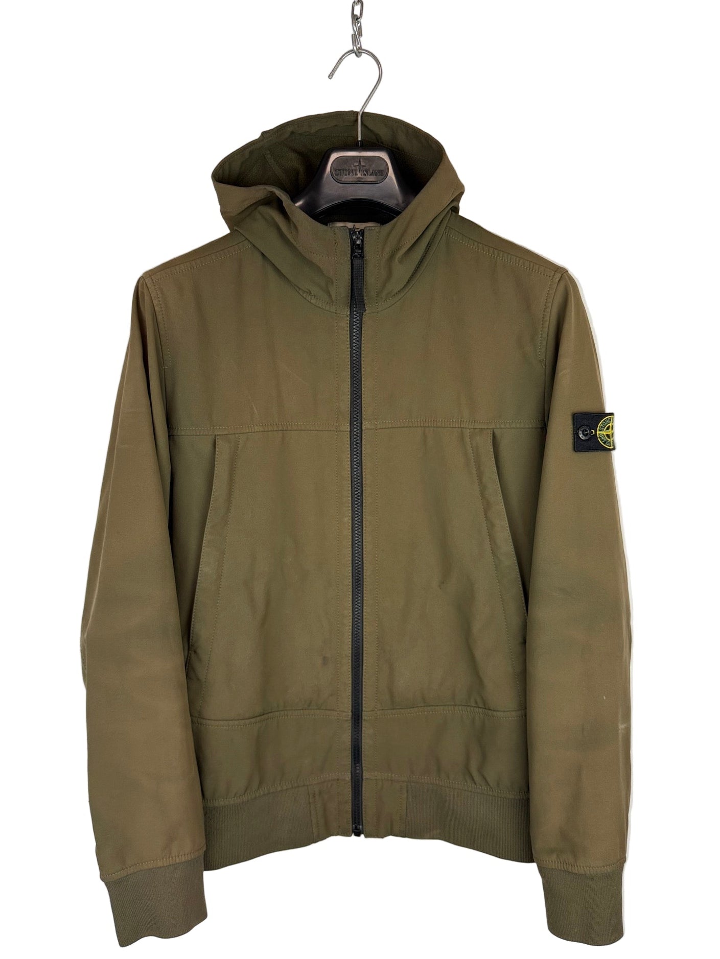 Giacca Soft Shell-R verde con zip e cappuccio Stone Island - Taglia Junior (14 anni, 170cm)