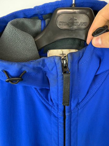 Giacca Soft Shell-R blu con zip e cappuccio Stone Island - Taglia XL