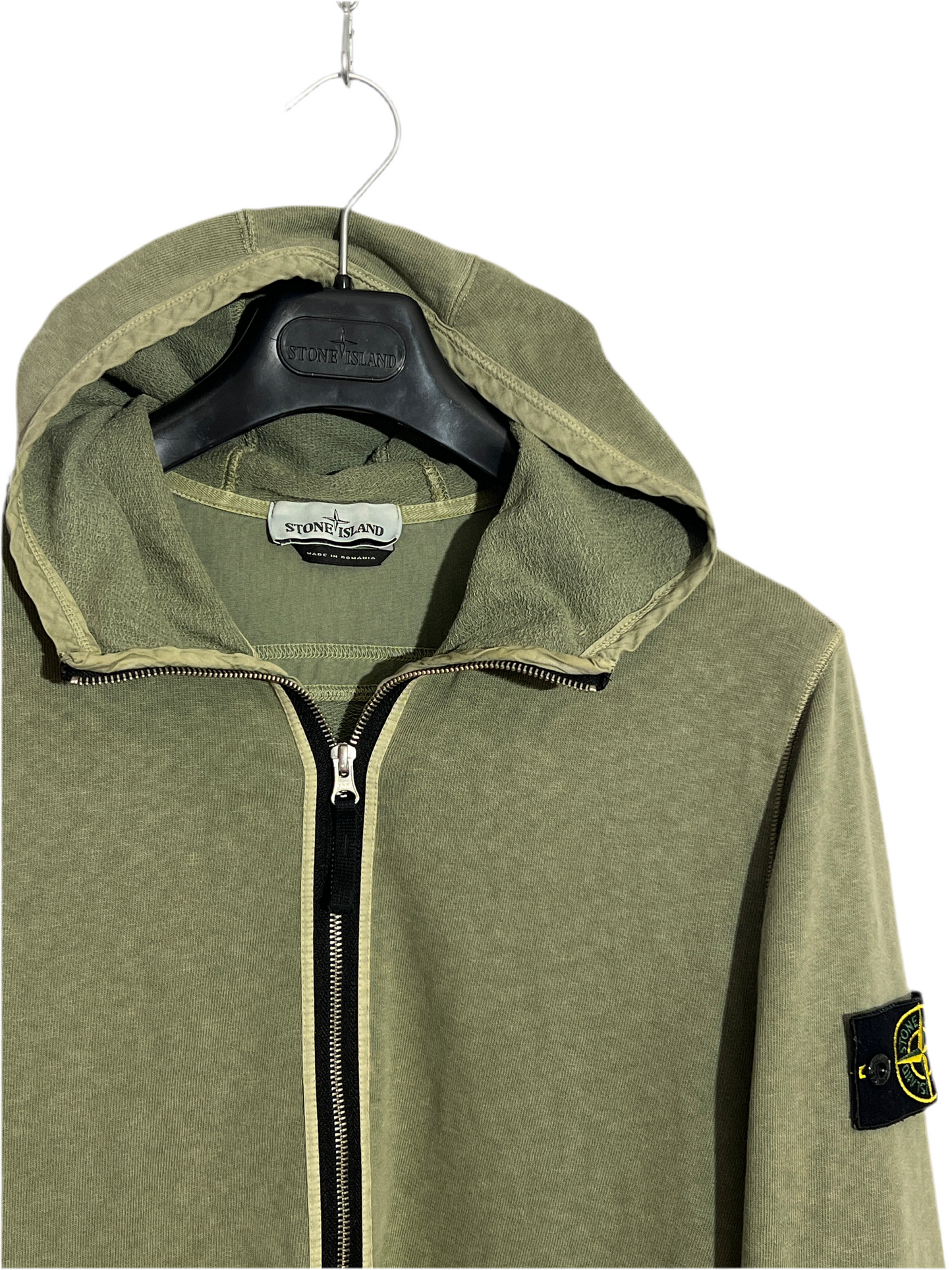 Felpa verde con zip e cappuccio Stone Island - Taglia L