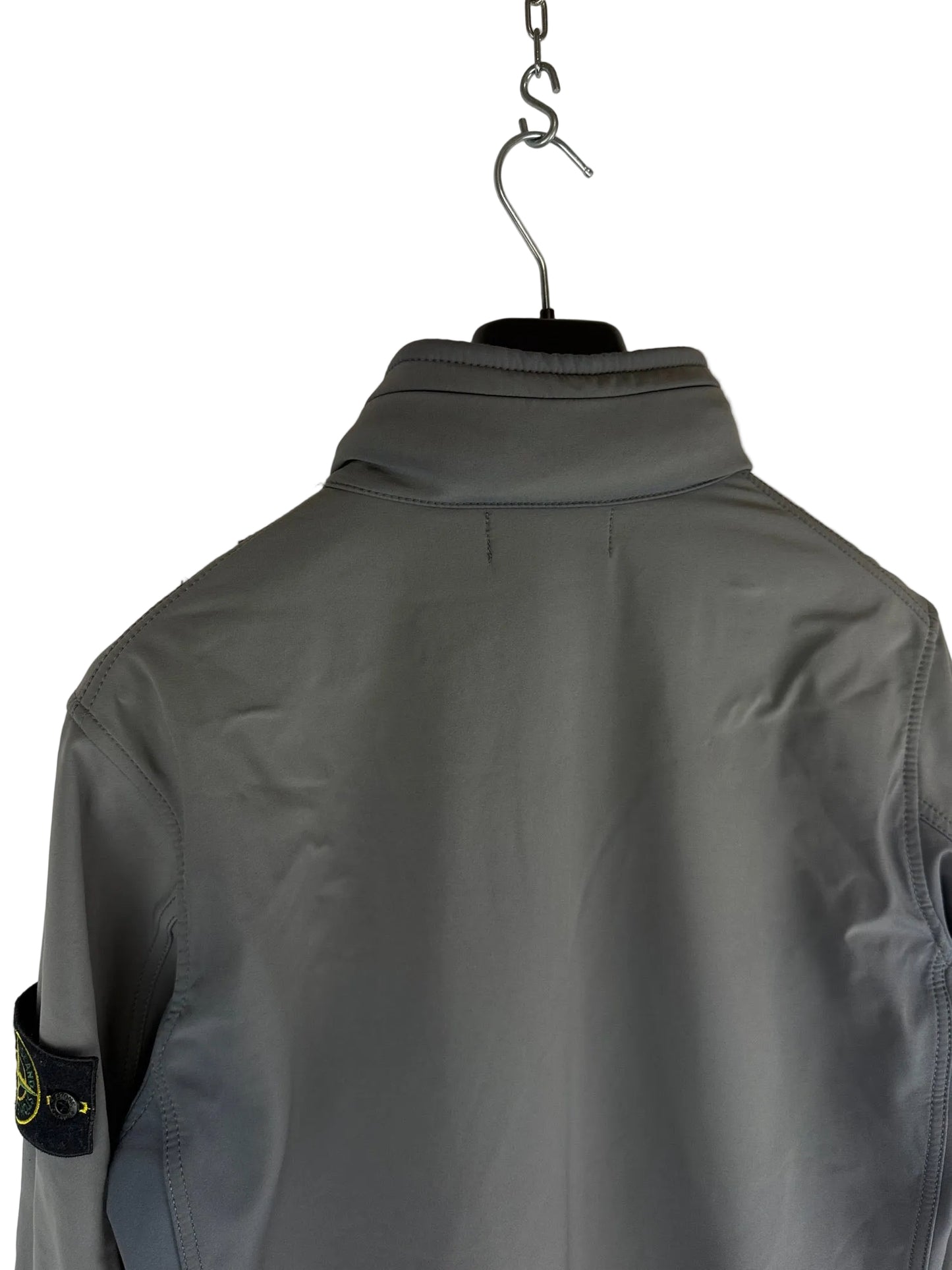 Giacca Light Soft Shell-R grigia con zip e cappuccio Stone Island - Taglia L