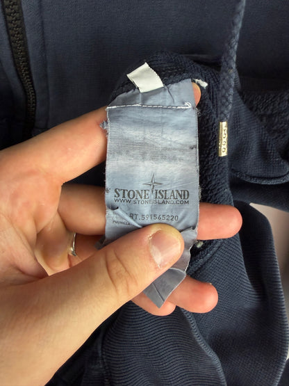 Felpa con zip e cappuccio blu navy Stone Island - Taglia M