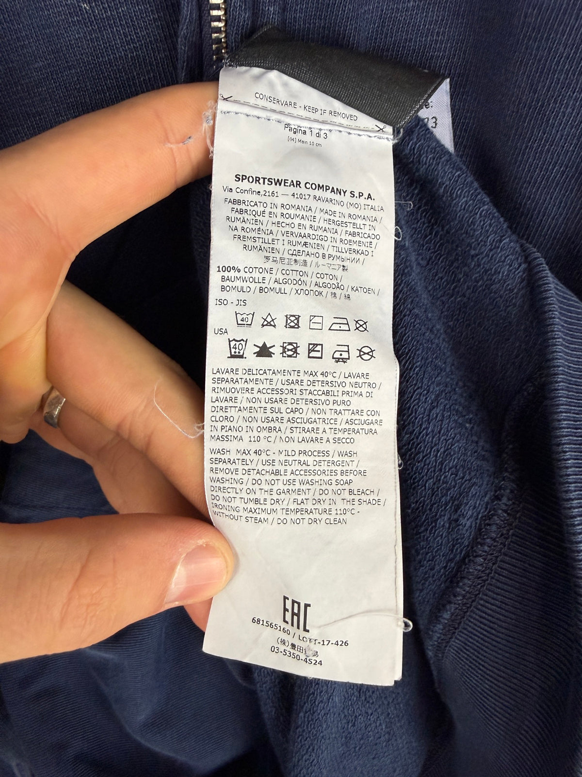 Felpa blu a collo alto con zip Stone Island - Taglia L