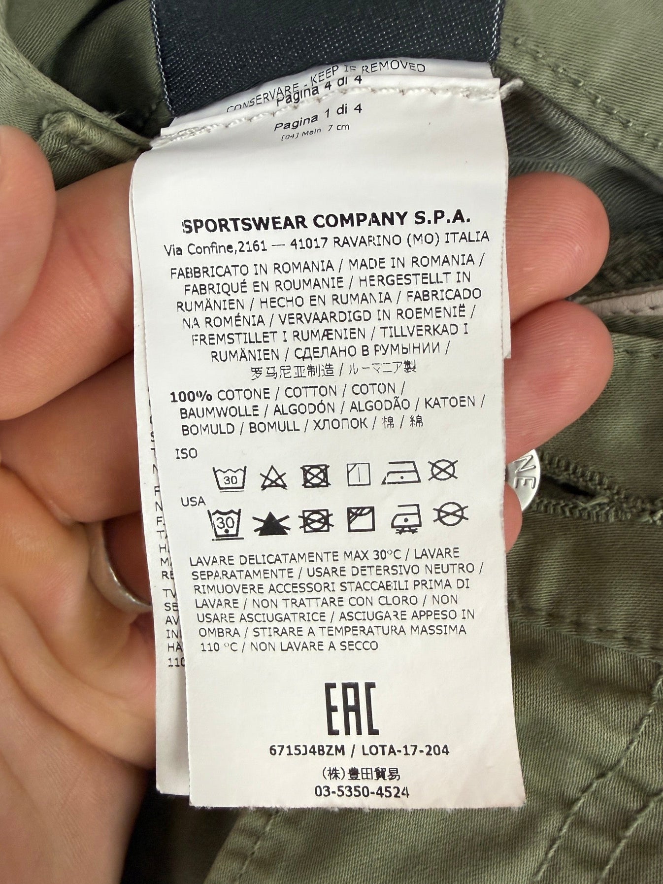 Jeans verdi Stone Island - Taglia W30