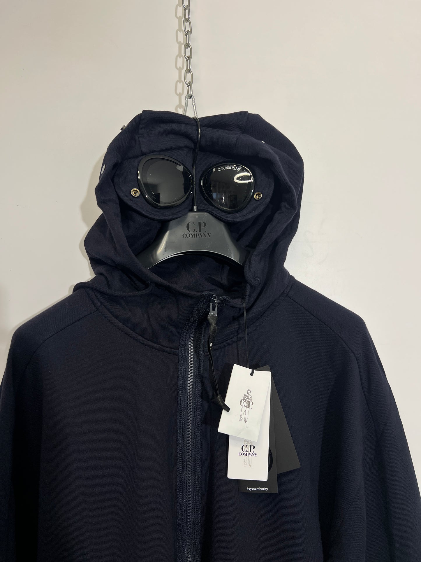 Felpa Goggle blu navy con cappuccio C.P. Company (nuova con cartellino) - Taglia L