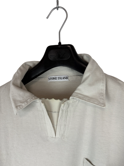 Polo bianco panna Vintage a maniche lunghe Stone Island - Taglia L