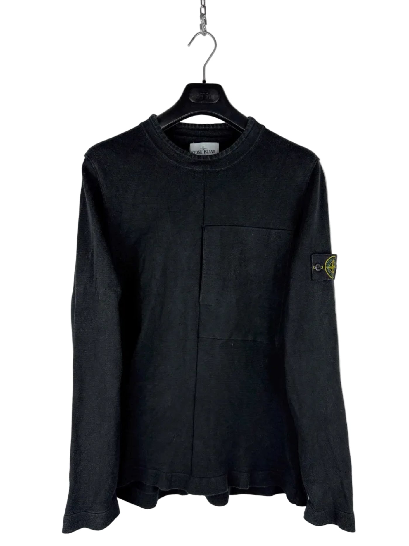 Maglione nero con taschino sul petto Stone Island - Taglia L