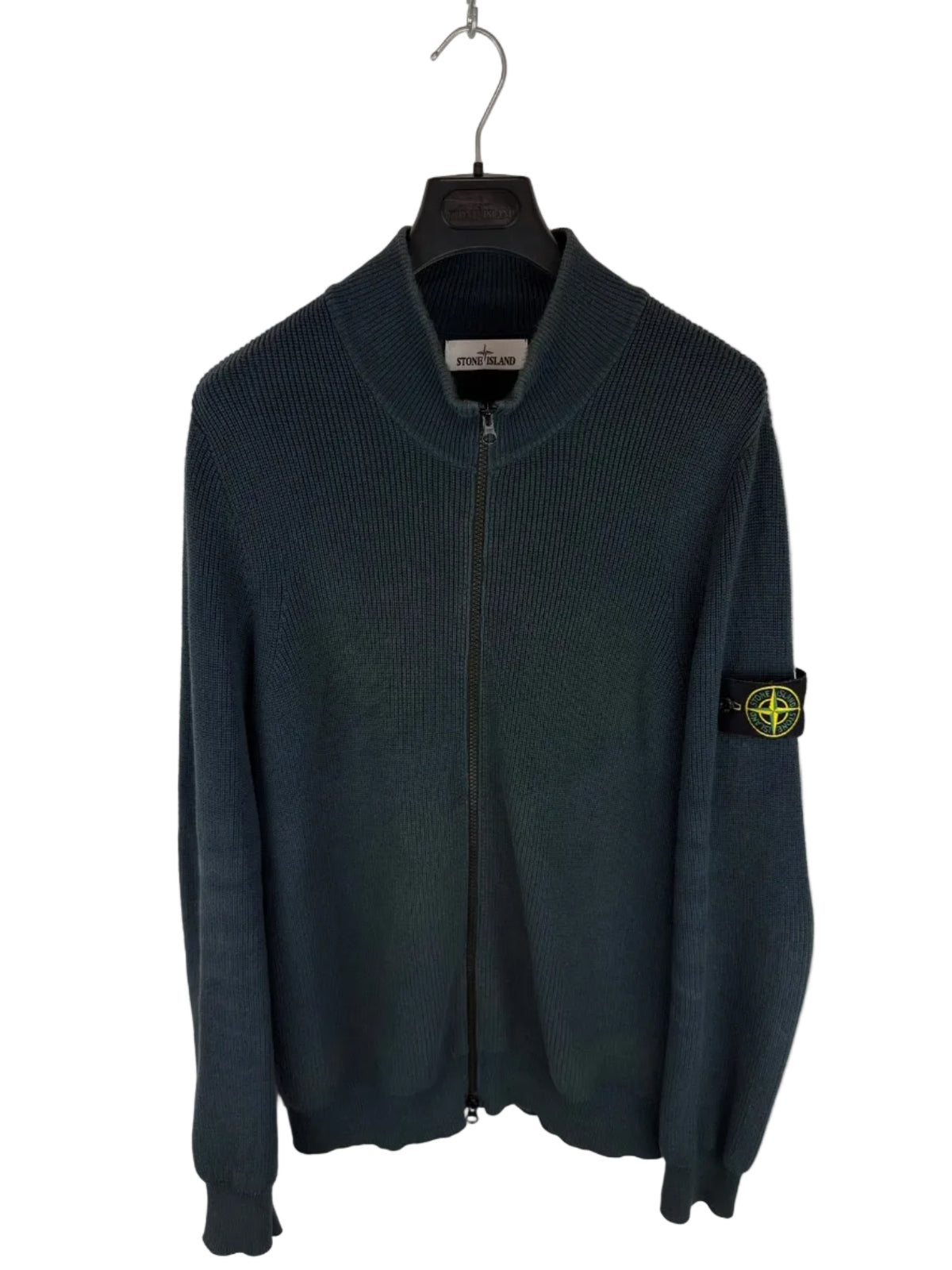 Maglione verde petrolio con zip Stone Island - Taglia M