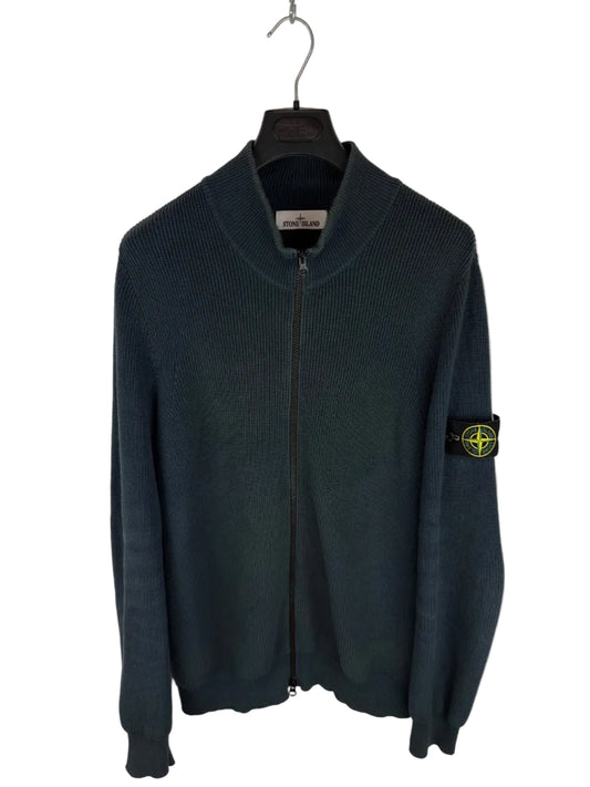 Maglione verde petrolio con zip Stone Island - Taglia M