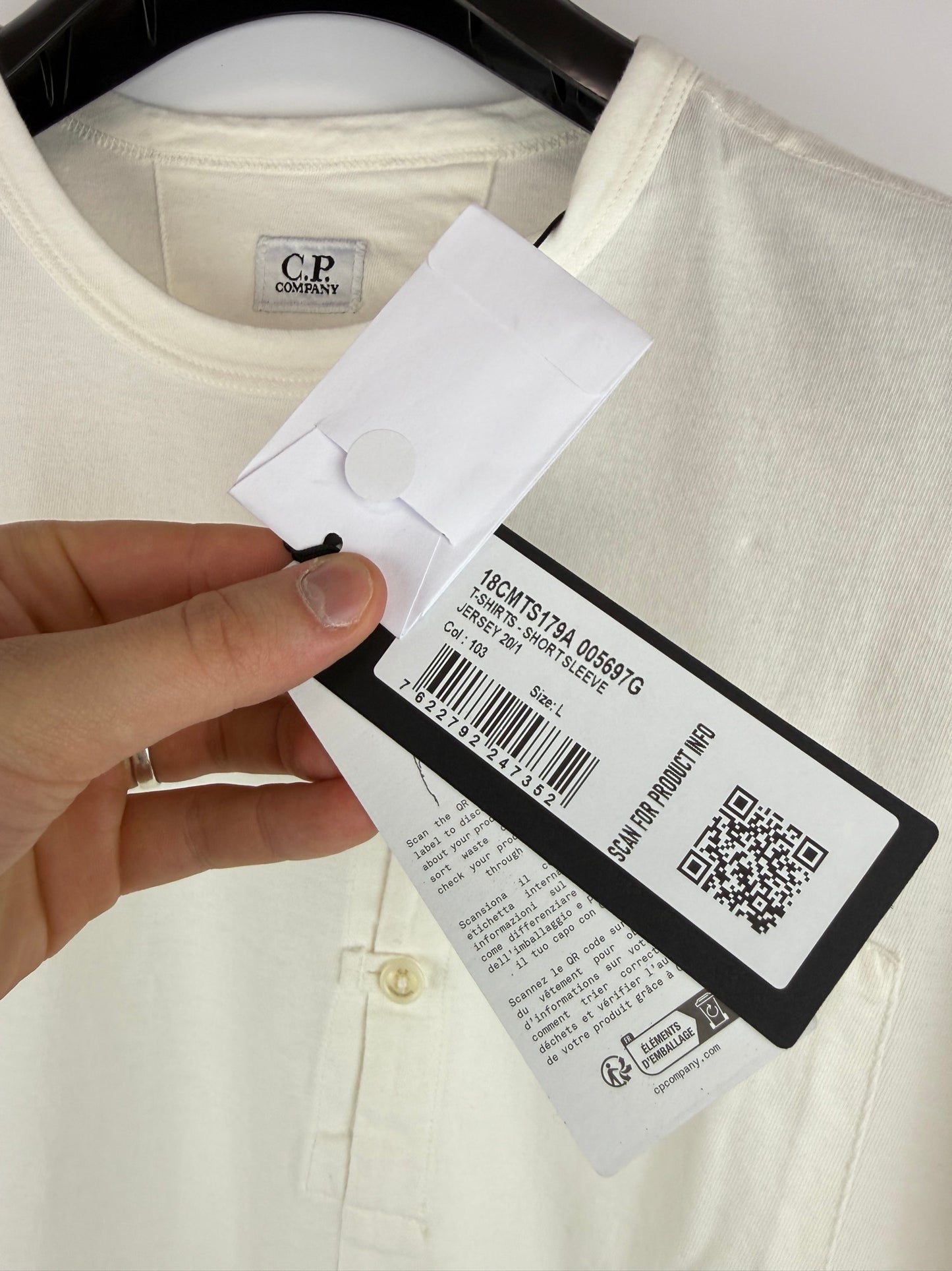 T-shirt bianca con taschino sul petto C.P. Company (nuova con cartellino) - Taglia L