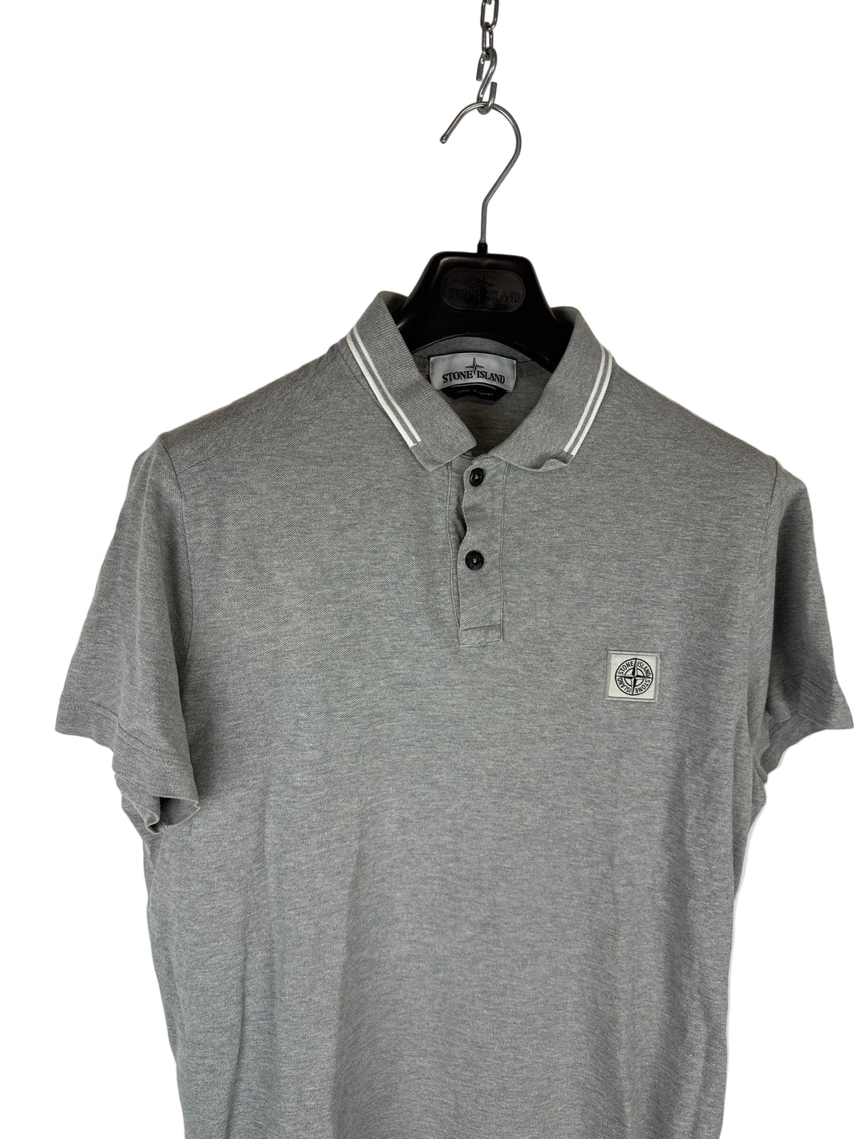 Stone Island Short-Sleeve Grey Polo Shirt - Size L