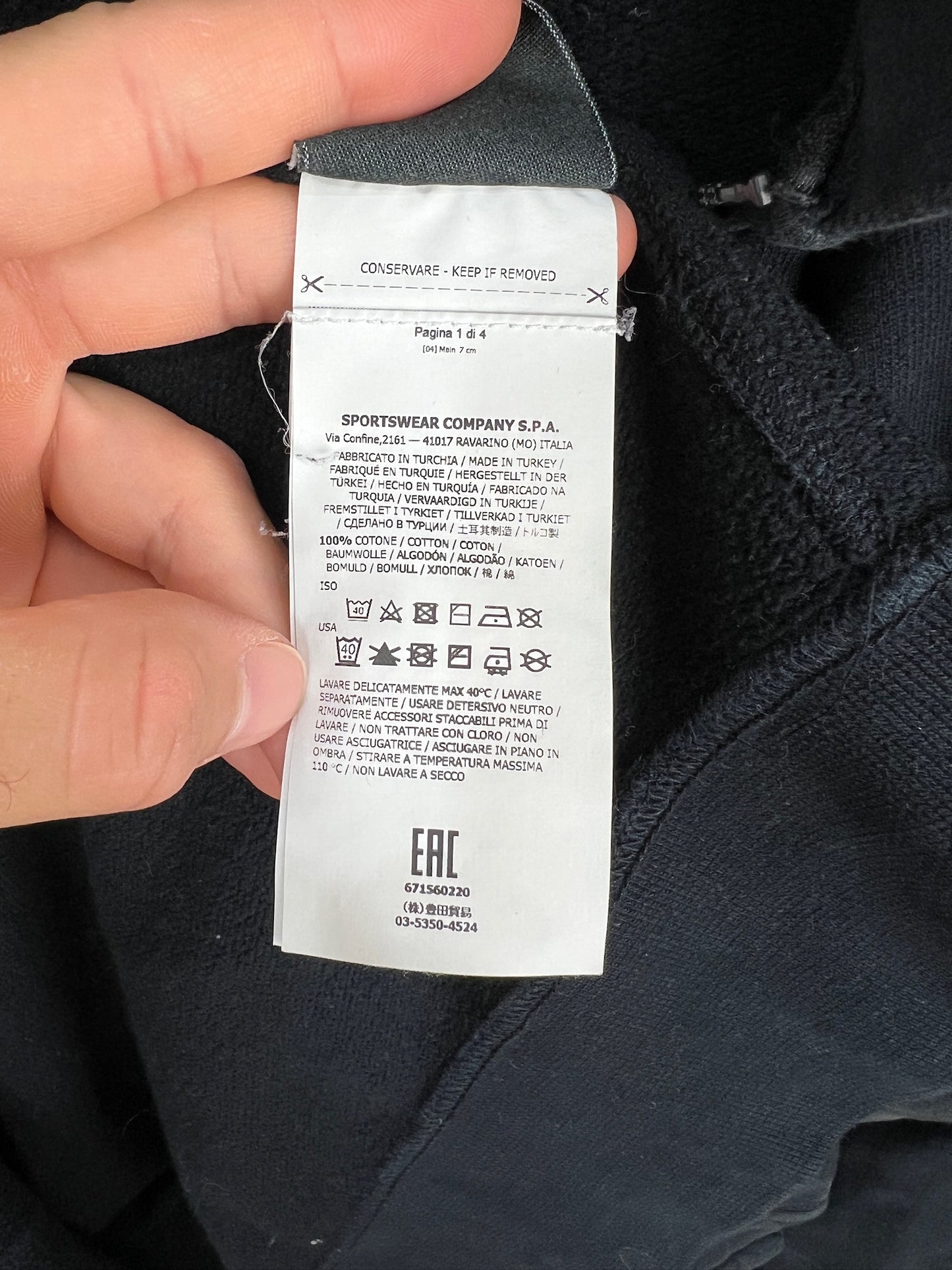 Felpa nera con zip e cappuccio Stone Island - Taglia XXL