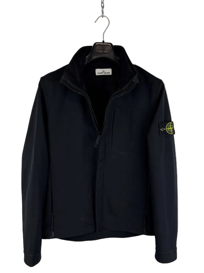 Giacca Soft Shell-R nera con zip e cappuccio Stone Island - Taglia M