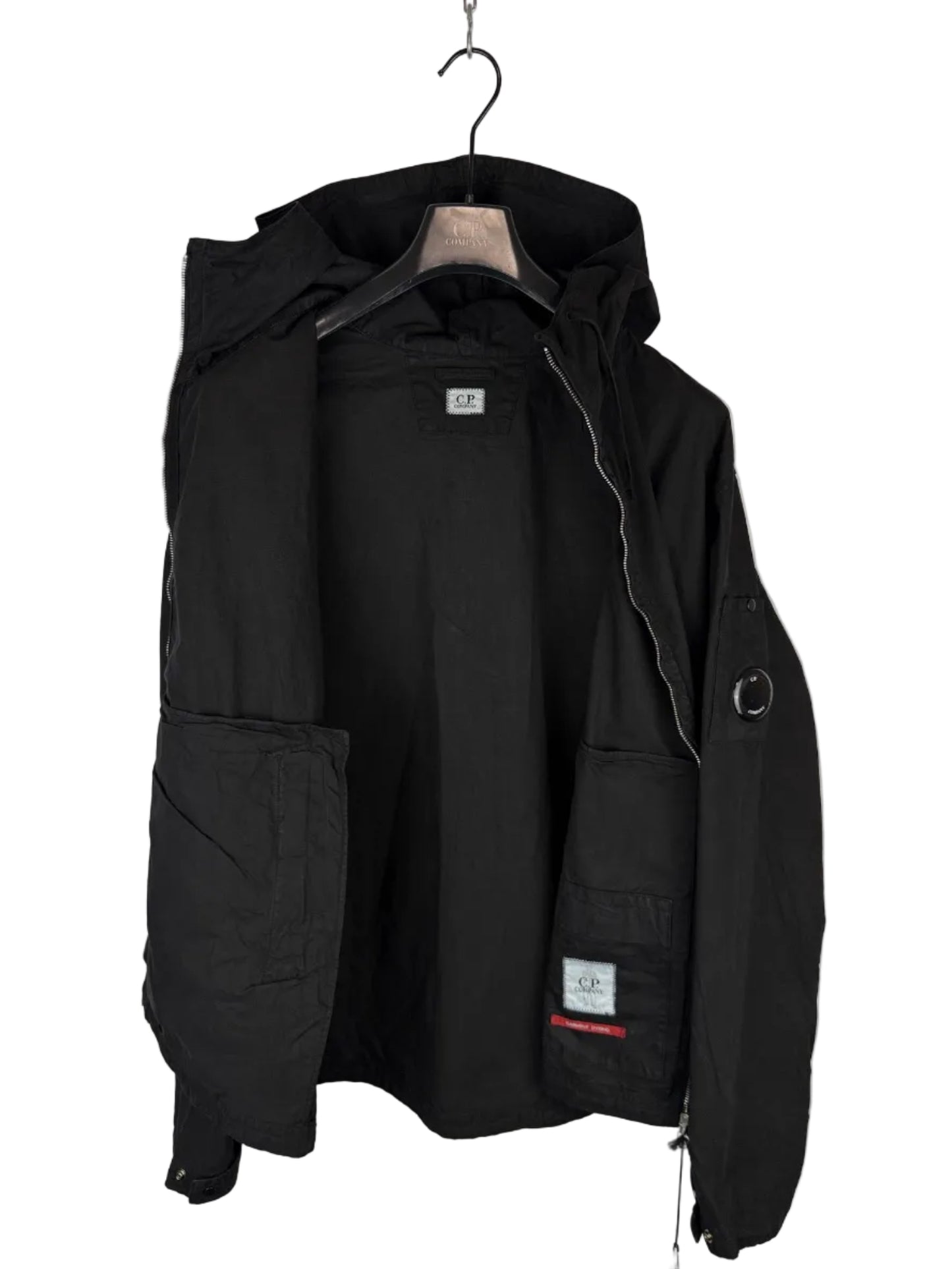 Giacca nera con zip e cappuccio C.P. Company (nuova con cartellino) - Taglia L, XL, XXL
