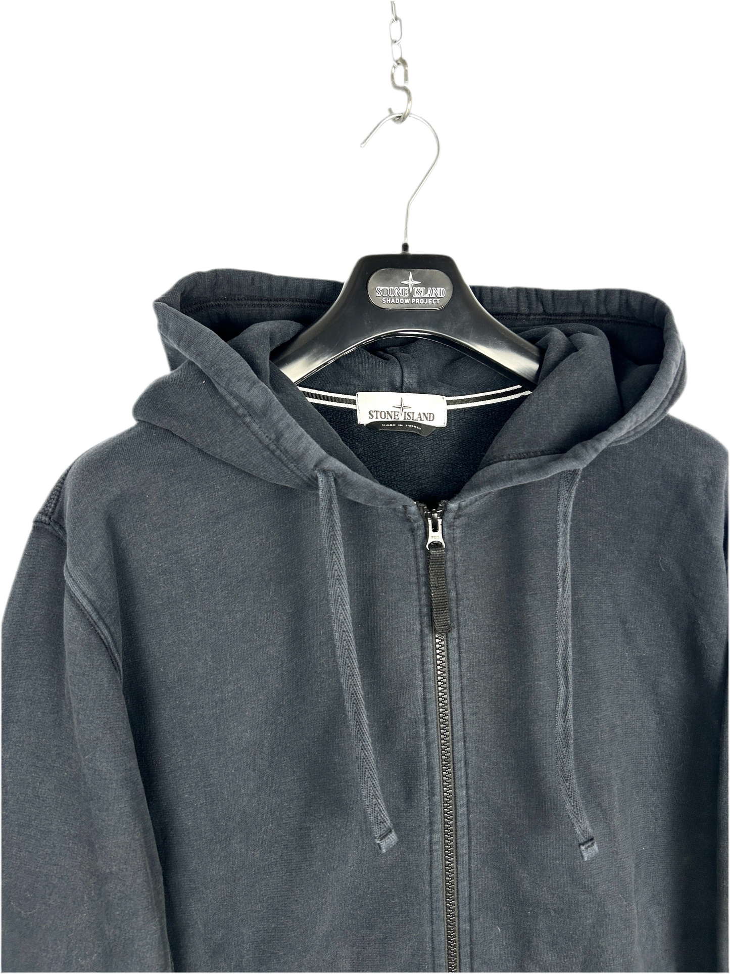 Felpa nera con zip e cappuccio Stone Island - Taglia XXXL
