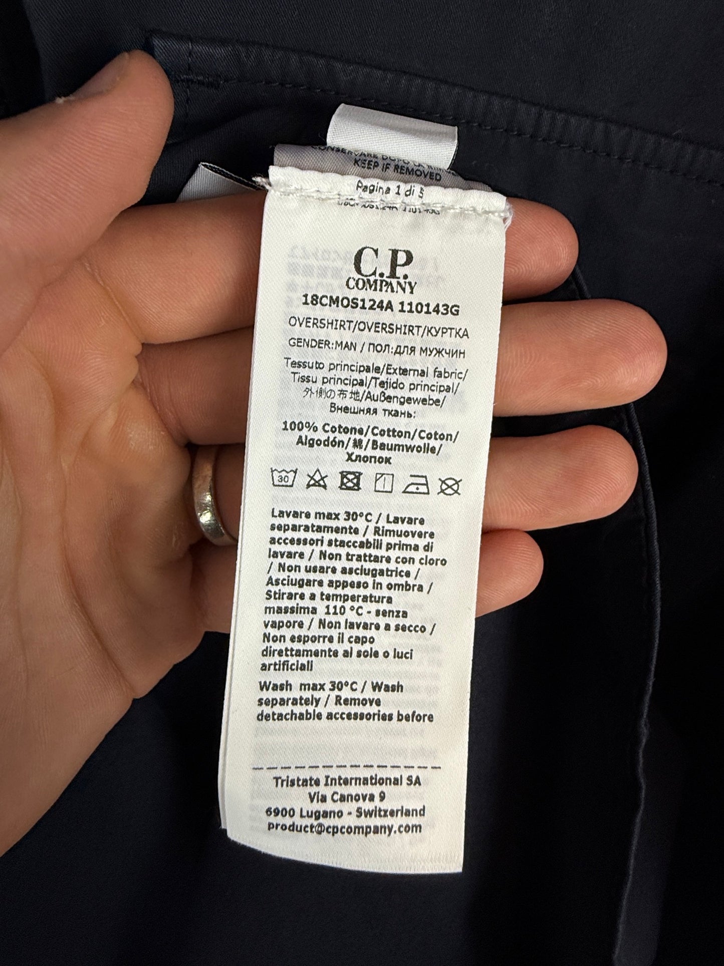 Overshirt blu navy con chiusura a zip C.P. Company (nuova con cartellino) - Taglia XL