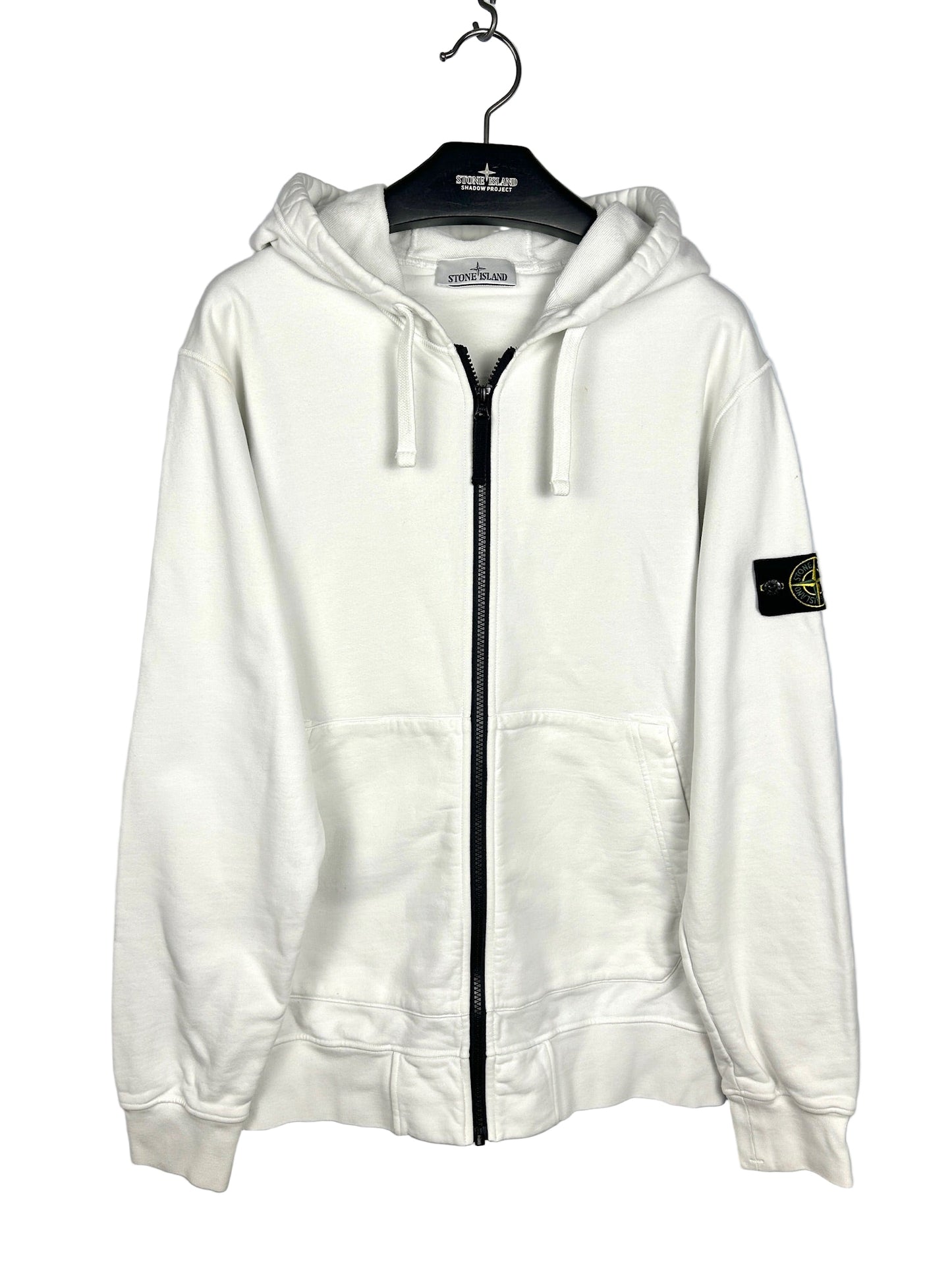 Felpa bianca con zip e cappuccio Stone Island - Taglia XL
